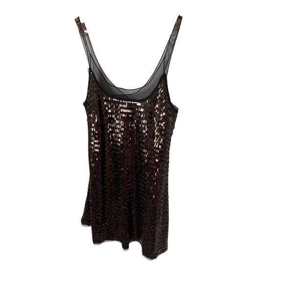 Free People Intimately Black bronze Mesh Sequin Party Dress Sleeveless Mini - Picture 1 of 6